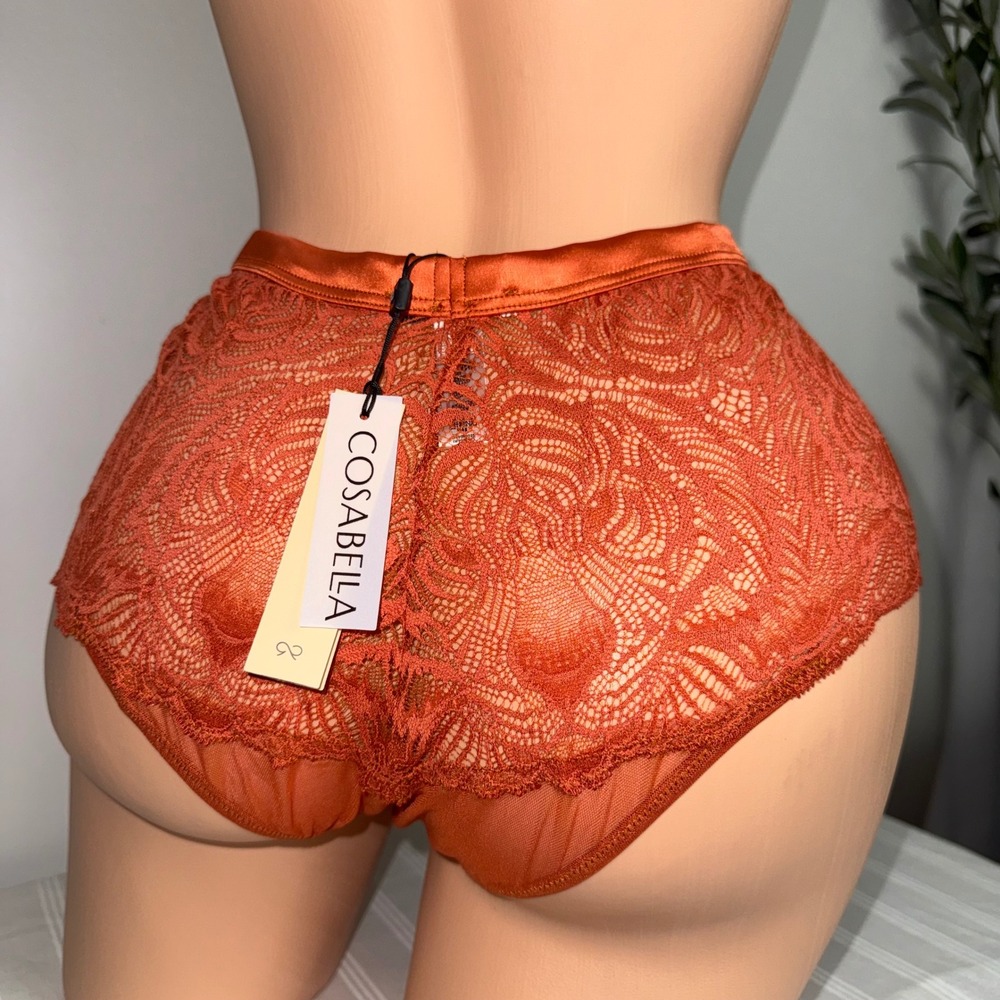 Cosabella Khana Hotpant Sahara Orange Lace High Waist‎ Panty Womens M